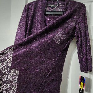 R & M RICHARDS 3-Pc. Sequined Lace Pantsuit & Jacket Dillards